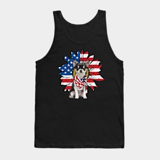 Chihuahua American Flag Sunflower Tank Top